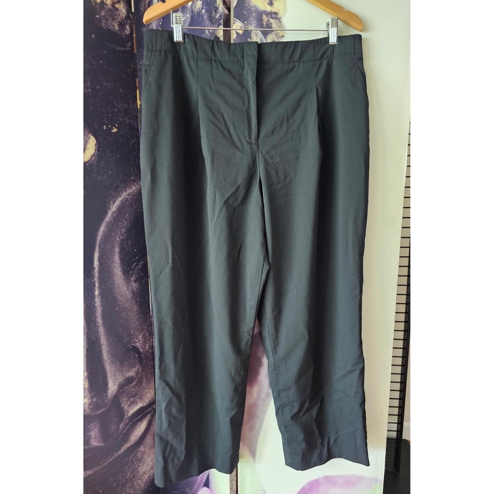 LAFAYETTE 148 NEW YORK Black Wool Blend Pleated Wide Pant Womens Size 14 YJ01‎